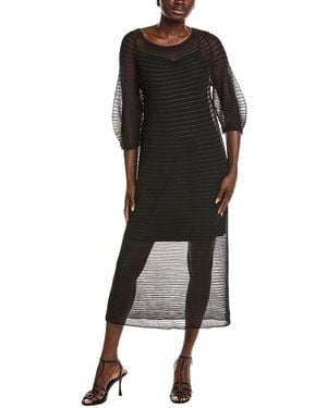 Lafayette 148 New York Crepe Sheer Pleat Silk-blend Dress - Black