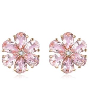 Nina Zhou Jewelry 14K 4.85 Ct. Tw. Diamond & Morganite Stud Earrings - Pink
