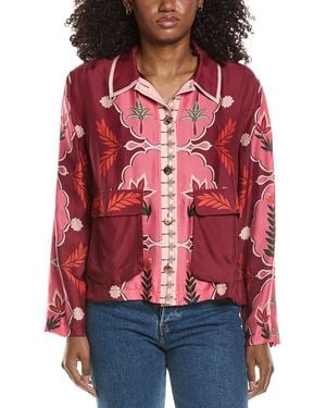 Johnny Was Shannon Silk-Blend Jacket - Red