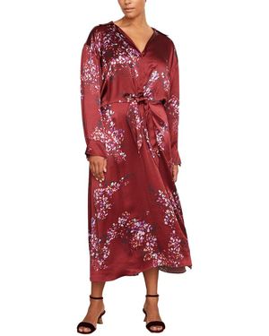 Vince Silk-Trim Tie Front Dress - Red