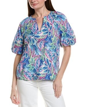 Tommy Bahama Frond Grove Puff Sleeve Top - Blue