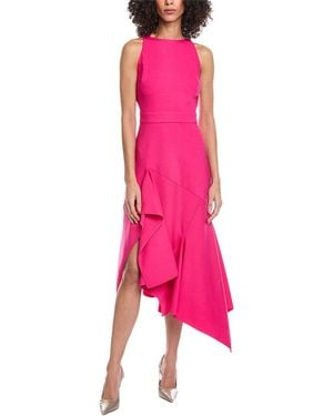 Oscar de la Renta Asymmetrical Drape Wool-Blend Maxi Dress - Pink