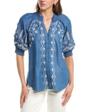 Hale Bob Fallon Short Sleeve Top - Blue