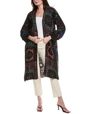 Johnny Was Harmony Burnout Velvet Silk-Blend Kimono - Black