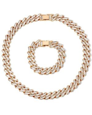 Eye Candy LA Cz Necklace & Bracelet Set - Metallic