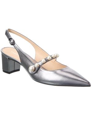 Stuart Weitzman Pia Mary Jane Leather Slingback Pump - Metallic