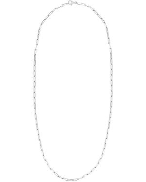 Italian Silver Piazza Di Spagna Paperclip Necklace - White