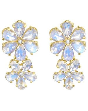 Nina Zhou Jewelry 14K 5.72 Ct. Tw. Diamond & Moonstone Drop Earrings - White