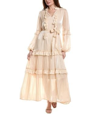 Beulah London Long Sleeve Midi Dress - Natural