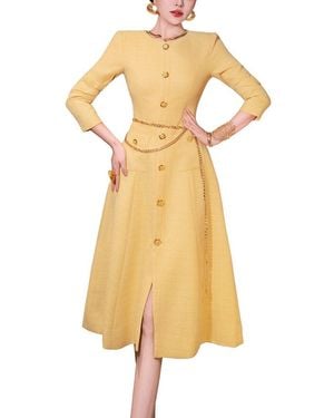 BURRYCO Solid Midi Dress - Yellow