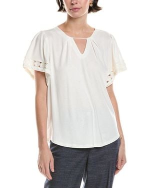 Anne Klein Harmony Keyhole Blouse - White