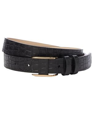 J.McLaughlin Allegra Croc-Embossed Leather Belt - Black