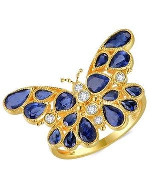 Nina Zhou Jewelry 14k 2.90 Ct. Tw. Blue Sapphire Cocktail Ring - White