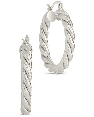 Sterling Forever Rhodium Plated Cerys Woven Hoops - White