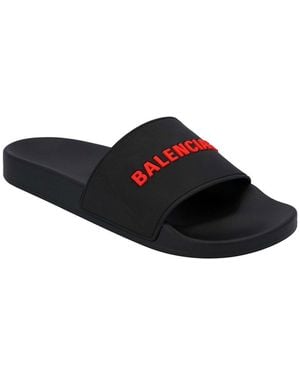 Balenciaga Polyurethane Logo Band Rubber Slide (Authentic Pre-Loved) - Black
