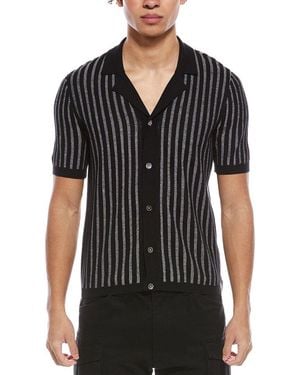 Todd Synder X Champion Vertical Stripe Bungalow Polo Shirt - Black