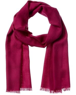 Gucci Logo Small Jacquard Wool & Silk-blend Scarf - Red
