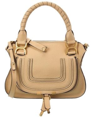 Chloé Marcie Small Leather Satchel - Natural