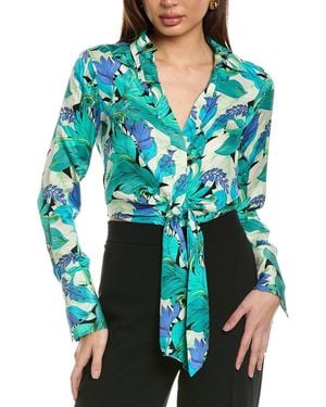 Reiss Dana Printed Tie Shirt - Blue