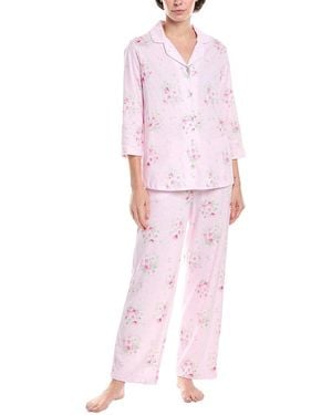 Carole Hochman 2Pc Pyjama Pant & Top Set - Pink