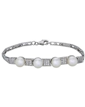 Belpearl Silver Pearl Cz Bracelet - White