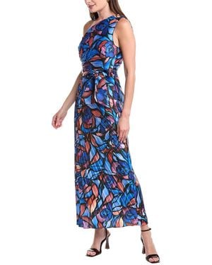 MILLY Estelle Satin Plated Midi Dress - Blue