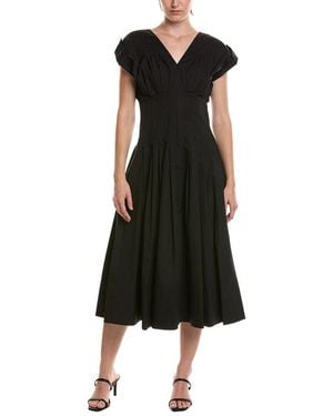 Anne Klein Waist Pleat Midi Dress - Black