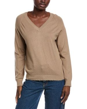 Minnie Rose Frayed Cashmere-Blend Sweater - Blue
