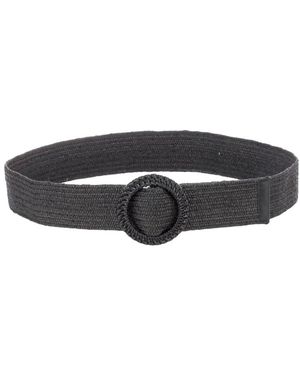 Guadalupe Cirle Raffia Belt - Black