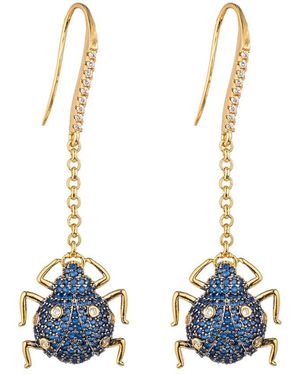 Eye Candy LA Cz Lexy Beetle Dangle Earrings - Blue