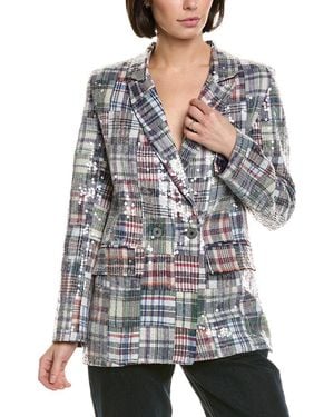 Cynthia Rowley Sequin Madras Blazer - Gray