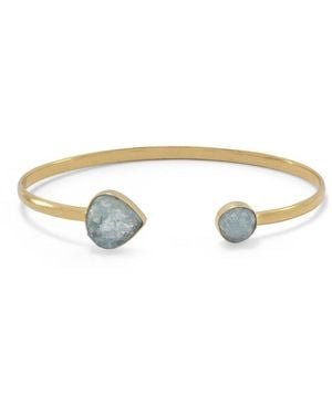 Liv Oliver 18k Over Silver 18.75 Ct. Tw. Aquamarine Cuff Bracelet - White