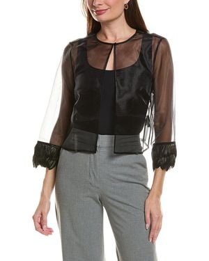 tyler boe Elise Feather Trim Top - Black