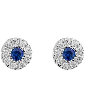 Diamond Select Cuts 14K Diamond .15 Ct. & 14 Ct. Sapphire Earrings - Blue