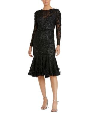 Mac Duggal Floral Applique Long Sleeve Cocktail Dress - Black