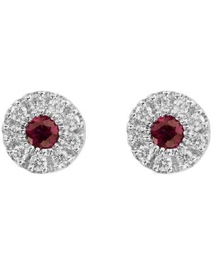 Diamond Select Cuts 14K Diamond .15 Ct. & .14 Ct. Ruby Earrings - Multicolour