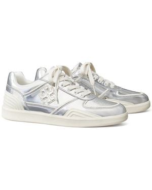 Tory Burch Clover Leather-Trim Trainer - White