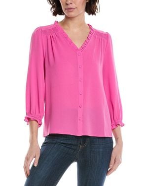 Cece 3/4 Sleeve V-Neck Blouse - Pink