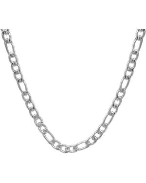 Adornia Rhodium Plated Figaro Chain Necklace - Metallic