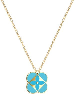 Gabi Rielle 14k Over Silver Blossom Clover Necklace - Blue