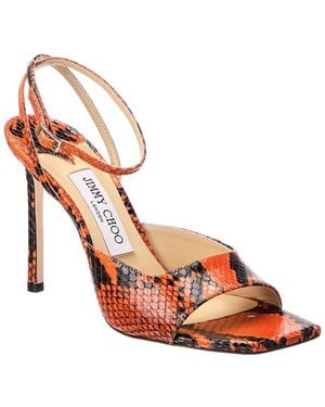 Jimmy Choo Zula 100 Snake-Embossed Leather Sandal - Pink
