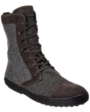 Tod's Flannel & Suede Boot - Black