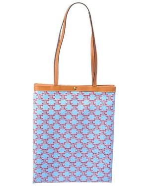 Celine Triomphe Medium Canvas & Leather Tote - Blue