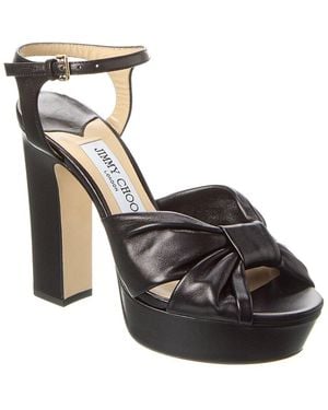 Jimmy Choo Heloise 120 Leather Platform Sandal - Black