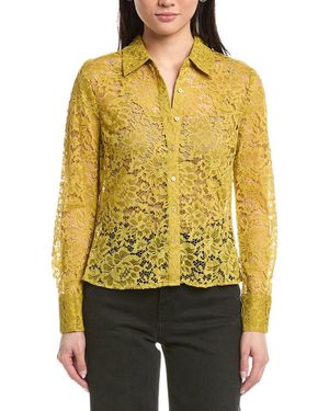 L'Agence Maia Lace Button-Down Blouse - Yellow