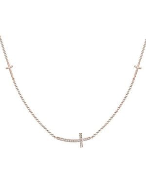 Diamond Select Cuts 14K Rose Diamond Cross Necklace 0.06 Ct - Metallic