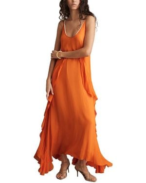 Reiss Eden Ruffle Occasion Dress - Orange