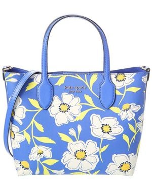 Kate Spade Bleecker Sunshine Floral Printed Medium Crossbody Tote - Blue