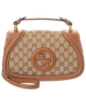 Gucci Blondie Medium Top Handle Gg Canvas & Leather Shoulder Bag - Brown