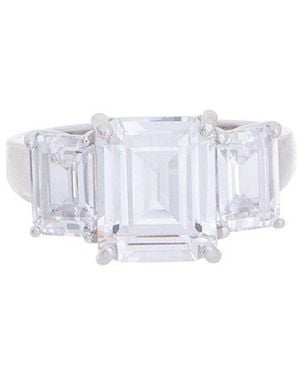 Savvy Cie Cz Emerald-Cut Three-Stone Ring - White